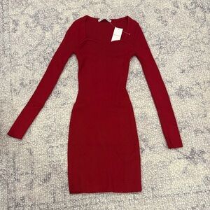 ABERCROMBIE AND FITCH Red Long Sleeve dress SIZE: XXSP